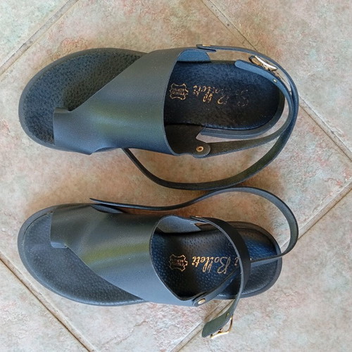 Si Bolleti leather flat sandals, black, size 36