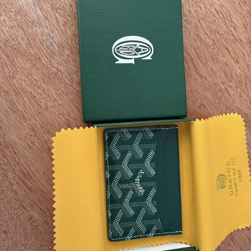 Goyard Card Holder New, White and Green