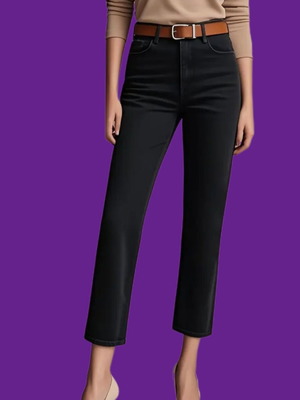 Jean mom fit black size S new, high waist, elastic