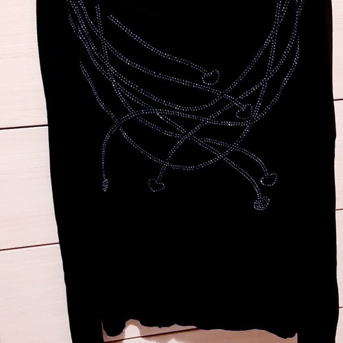 Zara cocktail blouse Large, black long sleeve with rhinestones, new