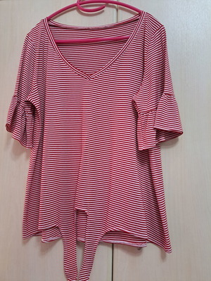 Women's red and white V-neck blouse size L new, cotton
