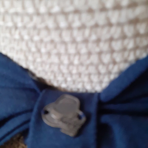 Karfil Straw Hat like new, beige with dark blue bow, size L