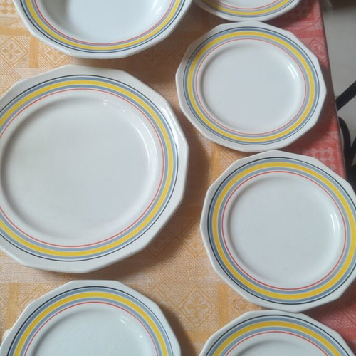 Primula set used plates, platter and salad bowl