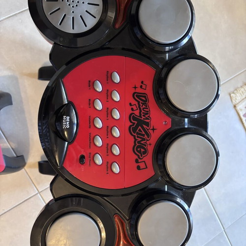 Drum King electronic and acoustic drums with 2 sticks and stool like new
