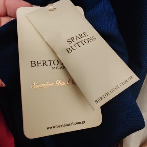 Bertolucci Milano men's suit new, size 58 with vest, shirt, tie and pocket square