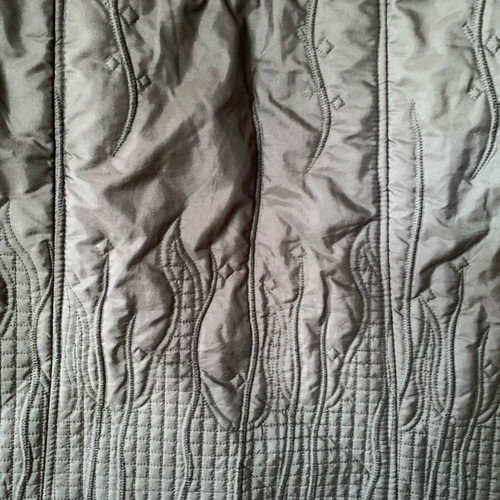 Women's Midi Quilted Jacket with Decorative Stitching and Hood black like new