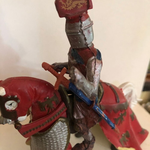 Papo figure knight with horse used, old toy