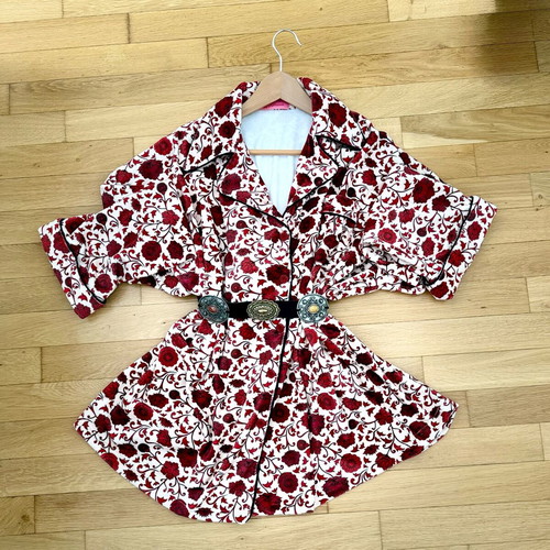 Karavan velvet shirt like new with floral pattern, One Size