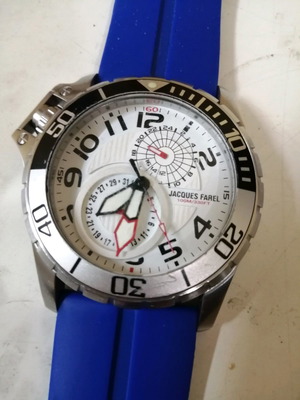 Jacques Farel watch with luminous hands and extra silicone strap