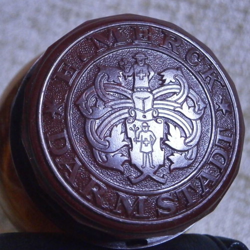 Pharmacy bottle used vintage German Ammonium Bromatum
