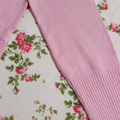 Vintage knitted pink sweater with V-neck