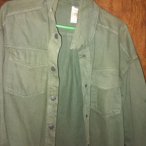Khaki Overshirt Jacket Pink Woman new with metal studs