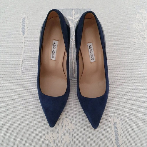 Sagiakos pumps new, leather blue suede and patent leather