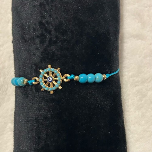 Bohemian Style Handmade Bracelets Set of 6 Turquoise with Evil Eye