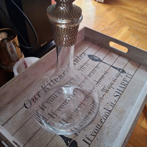 Glass carafe with decoration like new