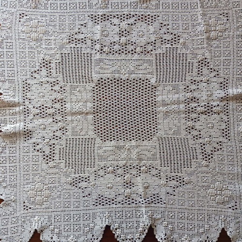 Vintage handmade beige tablecloth new