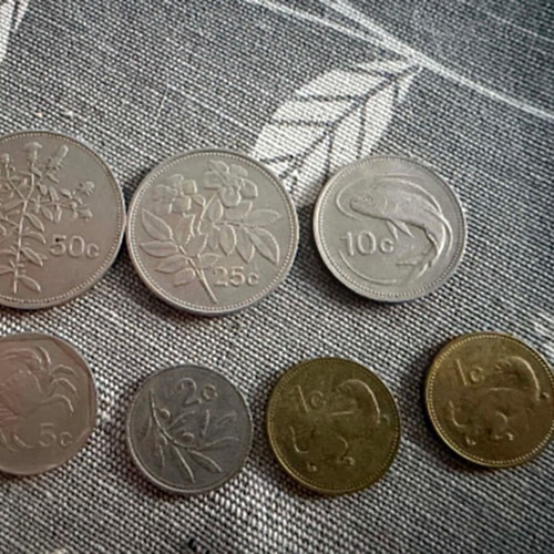 Set of 7 old Malta coins before Euro