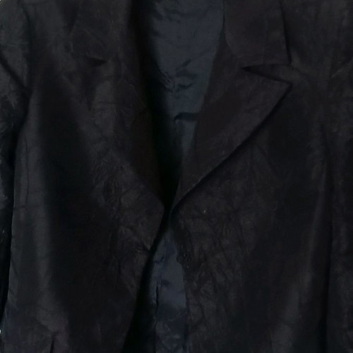 Black jacket used with shiny fabric