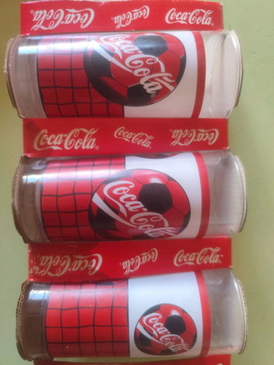 Coca Cola 90's football glasses new, capacity 200 ml