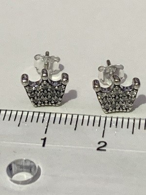 Pandora silver earrings crown shape S925 ALE like new