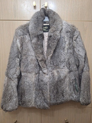 Berkeley Furs Γούνα από Κουνέλι μεταχειρισμένη, μέγεθος Large, άσπρη και γκρι