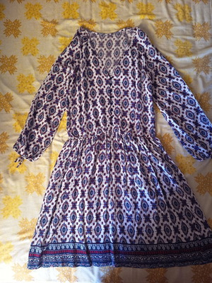 Boho dress with ethnic pattern, like new, blue and red