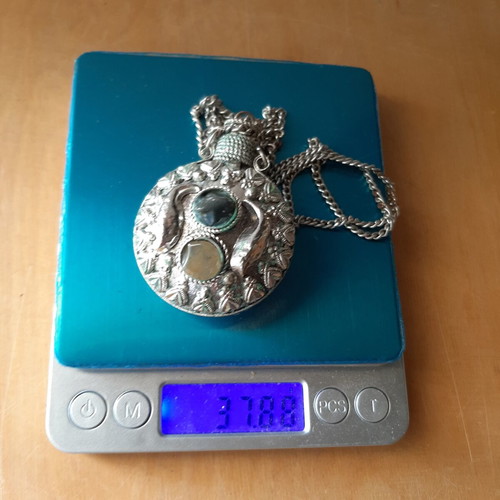 Vintage Perfume Bottle Pendant with Semi-Precious Stones used