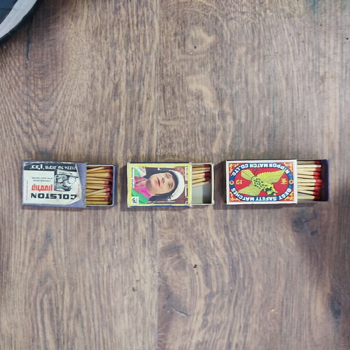 Vintage authentic matchboxes set of 3 used, Israel, India, Japan