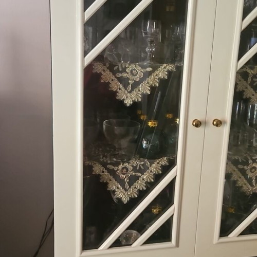 Cabinet with glass doors and shelves like new