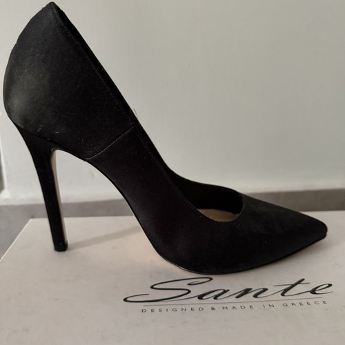 Sante black satin high heels size 38 like new