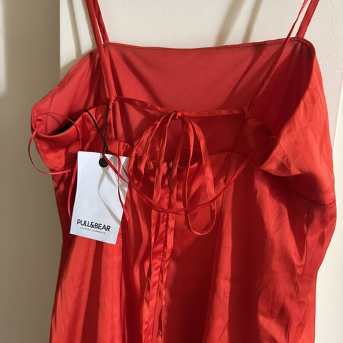 Pull & Bear satin summer dress XS new, red