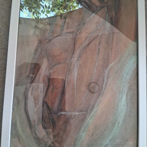 Painting "Gymino" framed, like new, 21×30cm