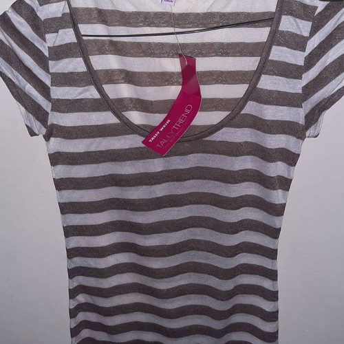 Striped blouse with elastic lace new