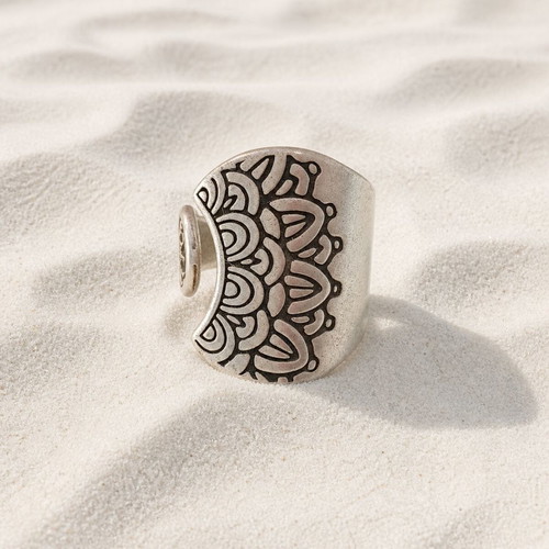 Handmade open ring made of silver-plated brass new, silver