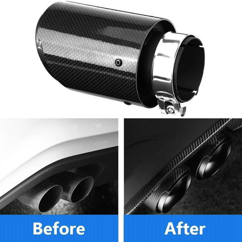 Exhaust Tips Carbon Stainless Steel Car Accessories 63mm In 89mm Out