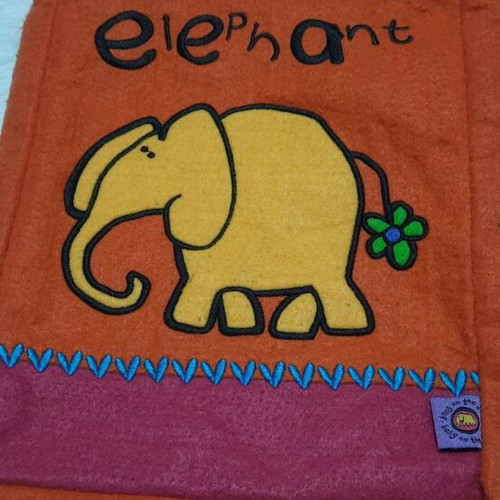 Boho shoulder bag like new, orange with elephant design
