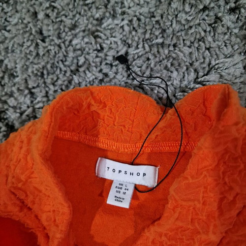 Topshop bright orange high neck top with lace details, new size L