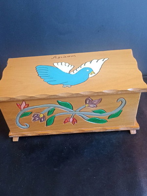 Traditional handmade wooden box from Agiasos Lesvos like new, vintage
