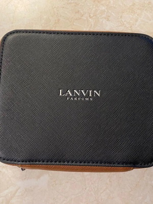 Lanvin toiletry bag new, square, black and brown leatherette