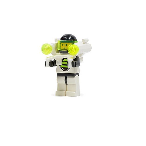 Lego vintage minifigure Blacktron 2 with Jet Pack and Trans-Neon Green Lights used