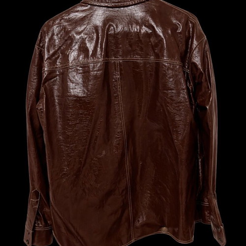 Mango leather shirt like new, brown