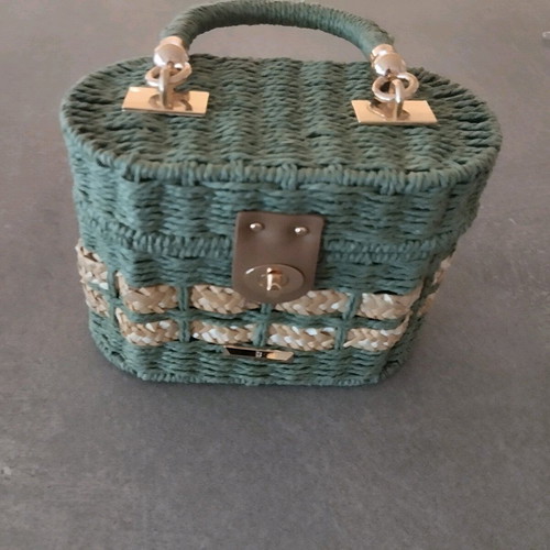 Straw bag Bag to Bag new, beige and green