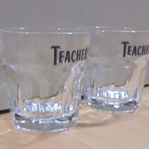 Teacher's scotch whisky promotional set of 2 glasses used