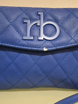 Rocco Barocco blue crossbody envelope bag used with strap