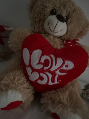 Stuffed bear with heart like new, medium size