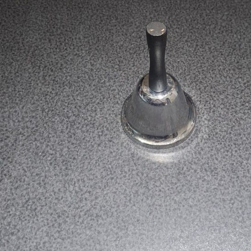 Metal Hand Bell used, silver with black handle