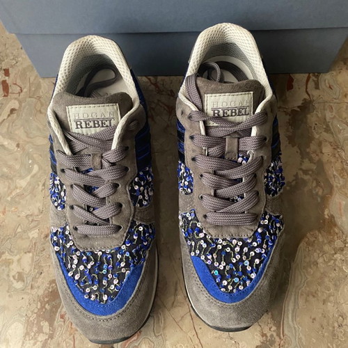 Hogan Rebel women's sneakers like new, size 36.5-37, suede and glitter