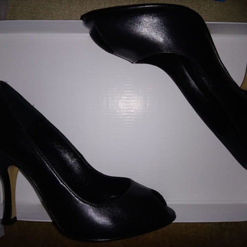 Papnikolaou leather peep-toe shoe used, size 36, black