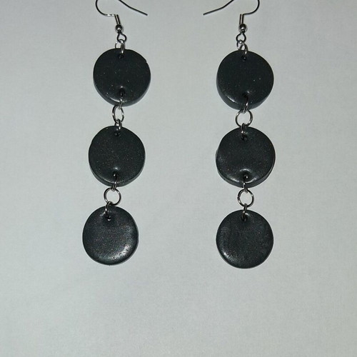 Handmade earrings new, black with stainless steel hoops