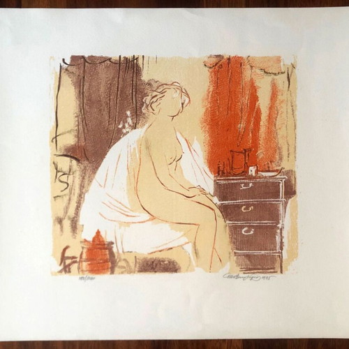 Silk screen printing by Giorgos Varlamos like new, numbered and signed 52x72cm